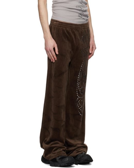PRAYING Brown Velvet Flared Sweatpants for men