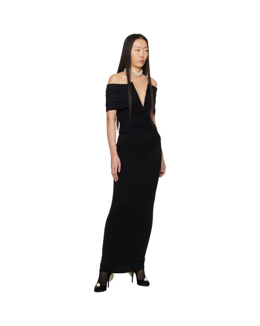 Magda Butrym Black Hip Plunge Maxi Skirt
