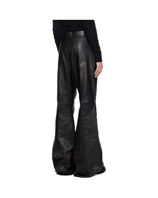 Rick Owens Black Temple Bolan Bootcut Leather Pants for men