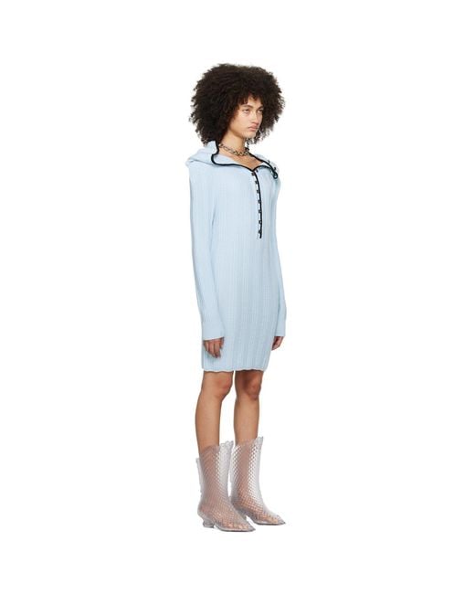 Y. Project Black Blue Ruffle Necklace Minidress