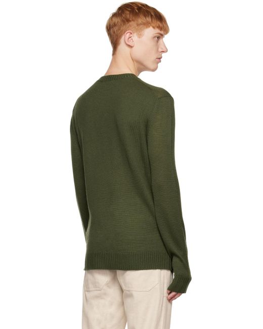 Jil Sander Green Khaki Crewneck Sweater for men