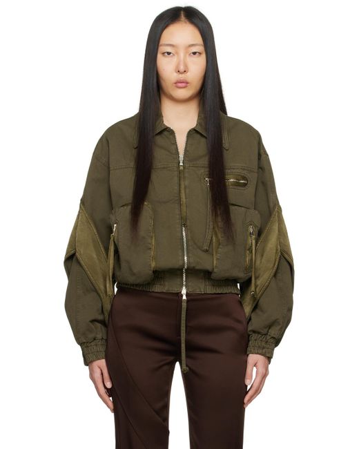 Blumarine Brown Khaki Padded Bomber Jacket