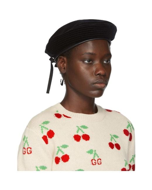leather beret gucci