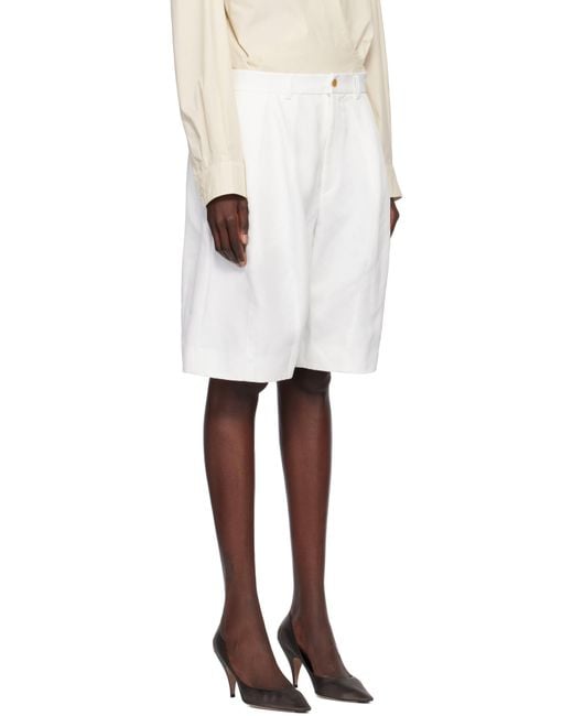 COMME DES GARÇON BLACK White Polyester Twill Shorts