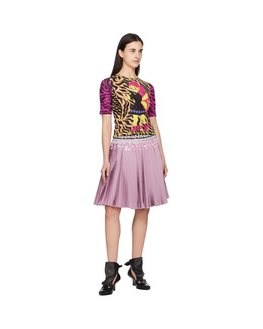 Chopova Lowena Red Stacey Knitted Pleated Midi Skirt
