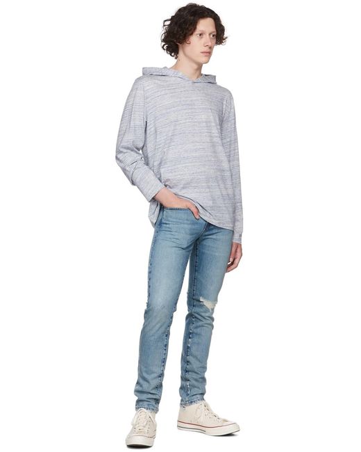 Pull à capuche bleu en coton Vince pour homme en coloris Black