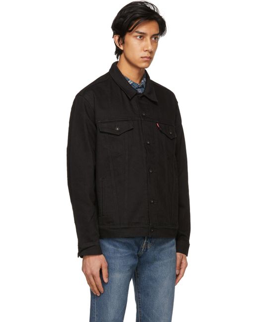 mens black denim levi jacket