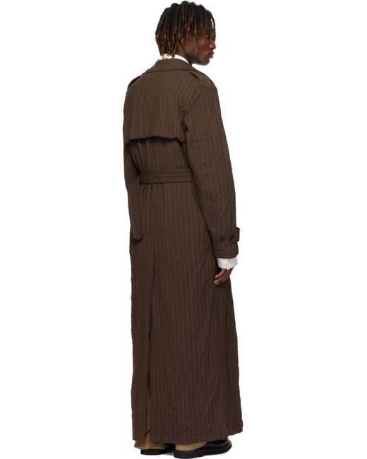メンズ Dries Van Noten ブラウン ダブルブレスト トレンチコート Black