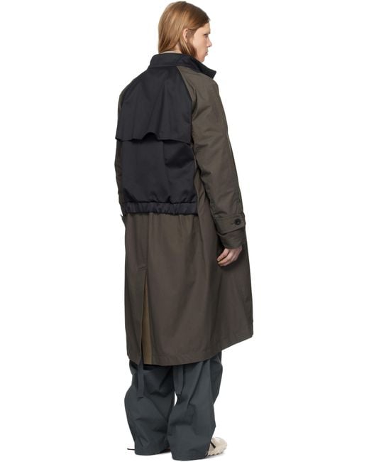 メンズ Sacai カーキ＆ネイビー Cotton Chino X Gabardine コート Black