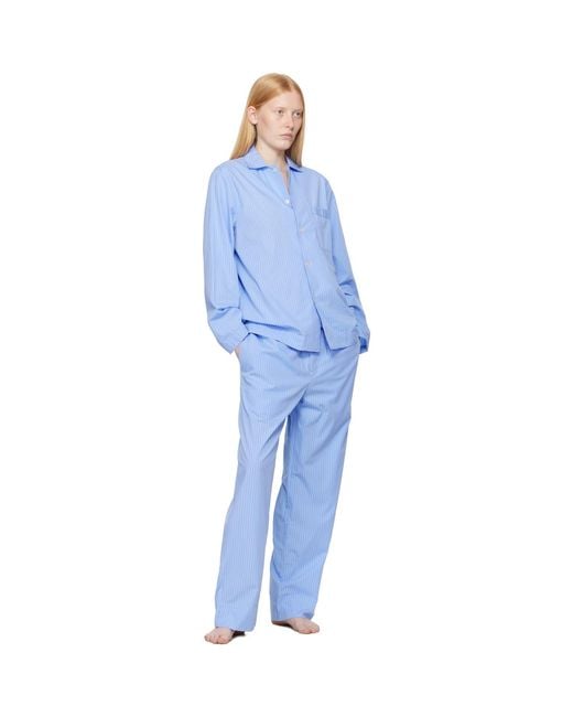 Tekla Blue Poplin Pyjama Pants
