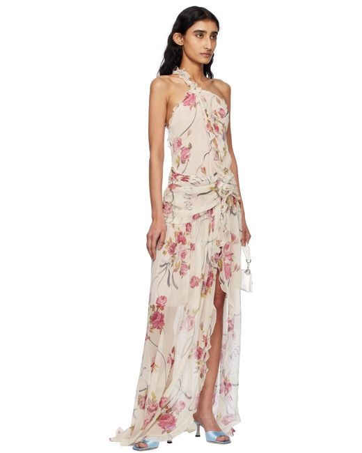 blumarine floral silk creponne maxi dress Floral silk creponne maxi skirt in pink - Blumarine