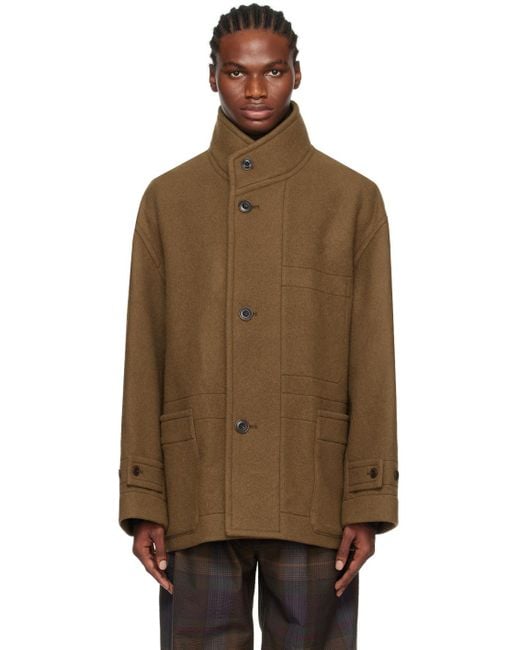 Lemaire Brown Boxy Coat for men