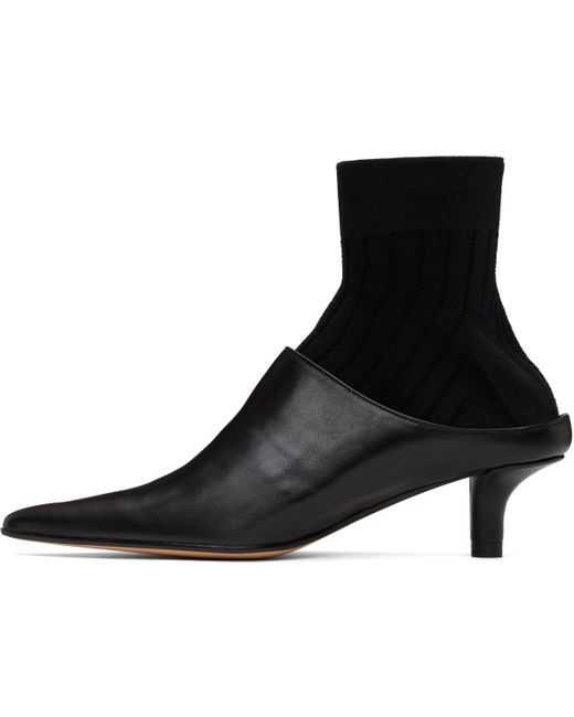 MM6 by Maison Martin Margiela Black Nappa Knit Sock Ankle Boots