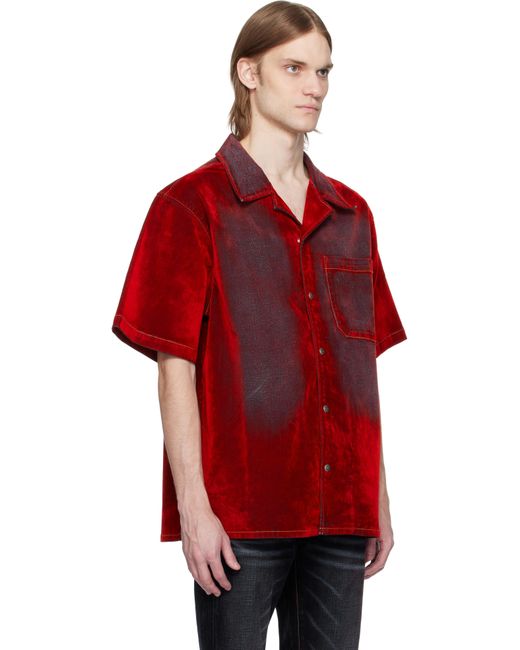 Cout de la Liberte Red Robbie Stretch Suede Denim Shirt for men