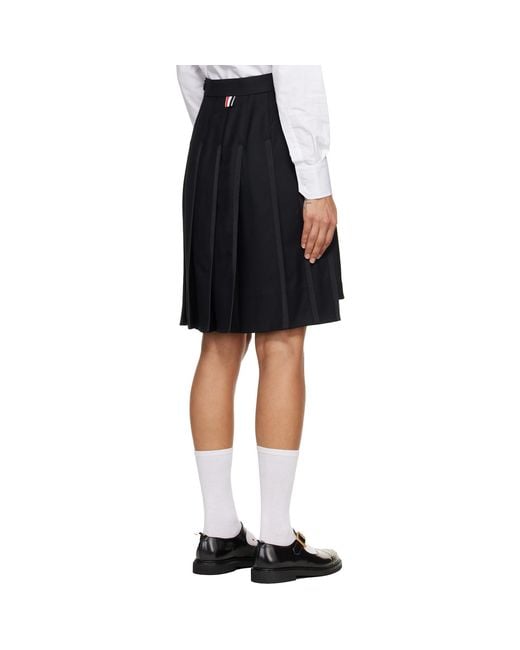 Thom Browne Black Super 120S Twill Pleated Midi Skirt