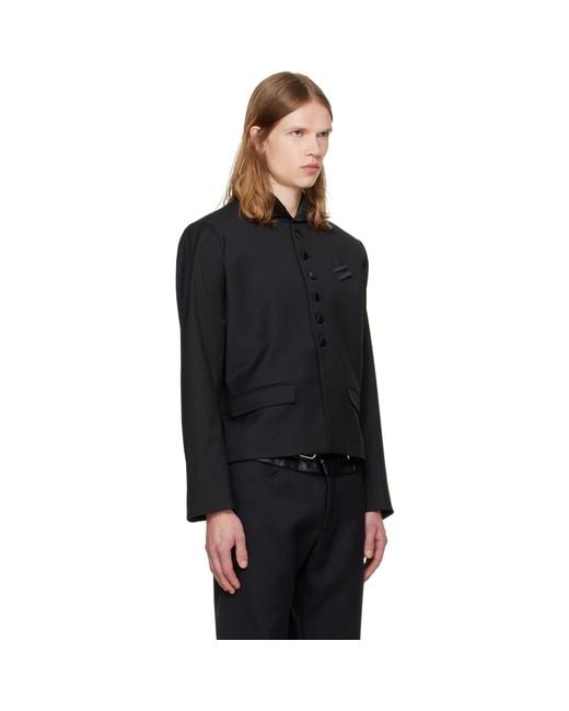 AV VATTEV Black Wing Tip Collar Blazer for men