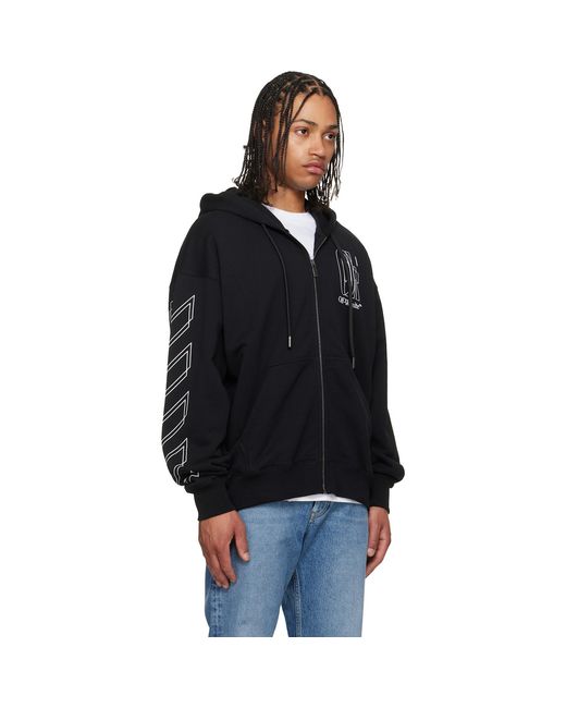 Off-White c/o Virgil Abloh Black Outline Double Arrow Skate Zip Hoodie for men
