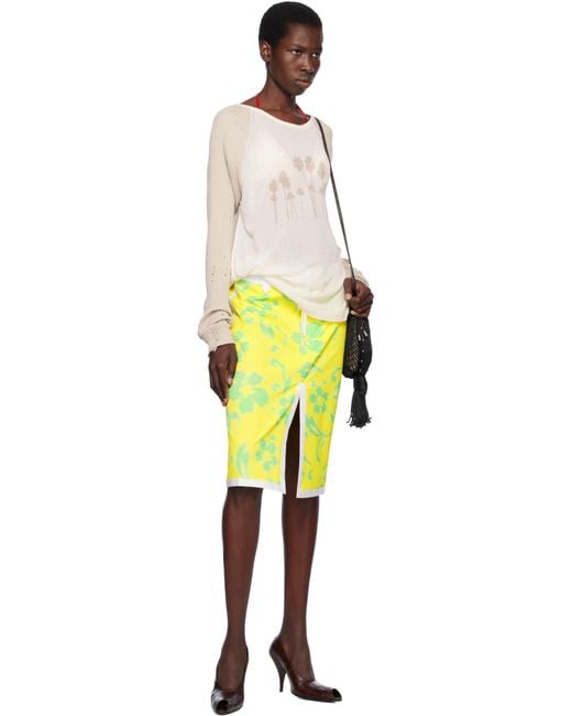 JULIE KEGELS Yellow Pencil Midi Skirt
