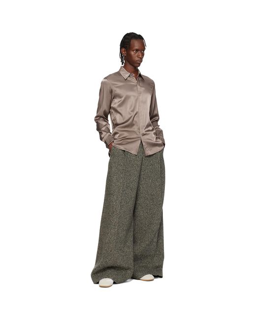 Dries Van Noten Multicolor Taupe Satin Shirt for men