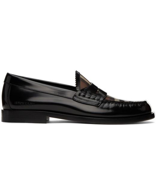 Burberry Black & Brown Check Loafers