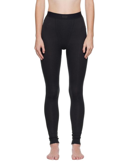 Skims Cotton Gray Rib leggings in Black Lyst
