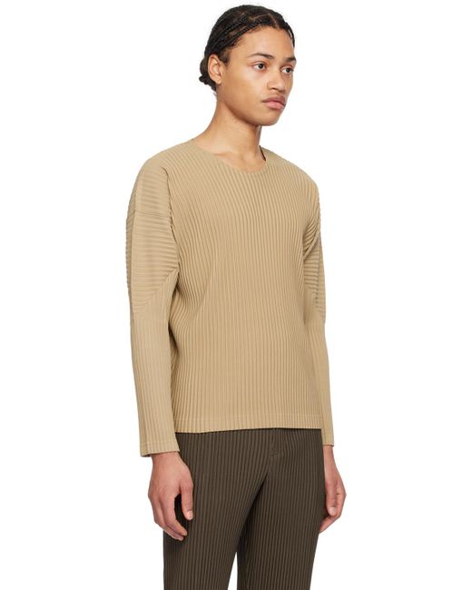 Homme Plissé Issey Miyake Natural Homme Plissé Issey Miyake Beige Monthly Color February Long Sleeve T-shirt for men