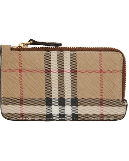 Burberry Canvas Vintage Check Zip Card Holder in Black | Lyst UK