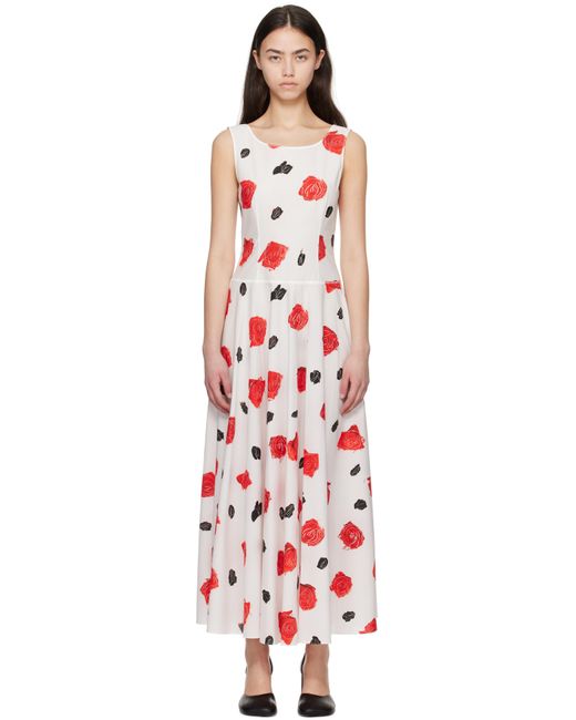 Marni ホワイト Iris コットンポプリン マキシワンピース Red
