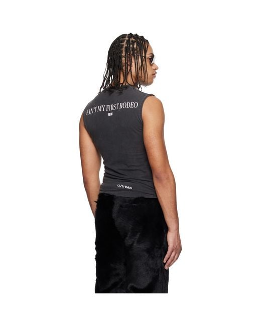 Lu'u Dan Black 'Year Of The Horse' Sleeveless T-Shirt for men