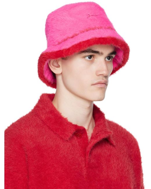 Jacquemus Pink Le Papier 'le Bob Neve' Bucket Hat in Red for Men