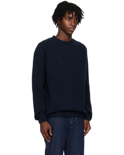 Sunspel Blue Navy Chunky Sweater for men