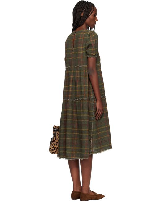 R13 Black Shredded Relaxed Reversible Midi Dress