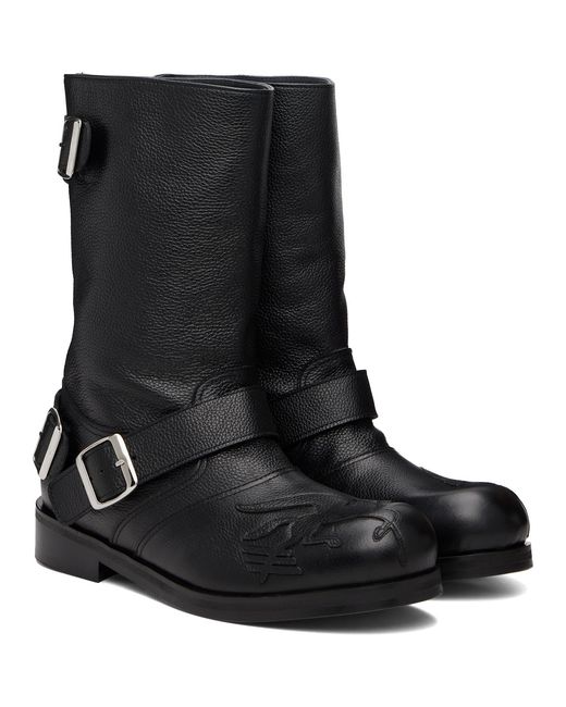 STEFAN COOKE Black Pegasus Biker Boots for men