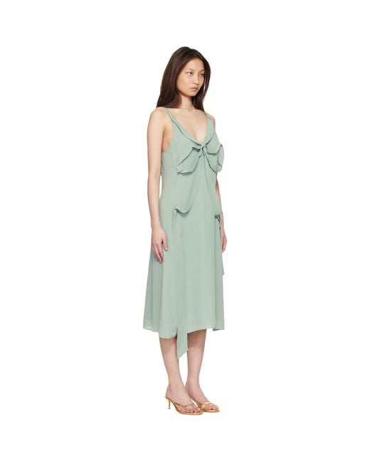 Acne Green Bow Silk Midi Dress
