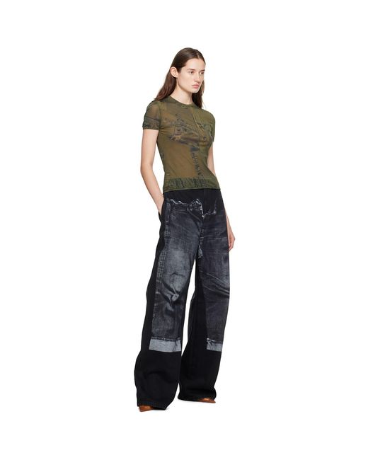 Blumarine Black Green Printed T-shirt