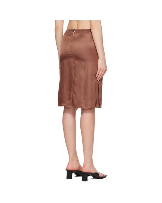 MM6 by Maison Margiela Brown Satin Midi Skirt