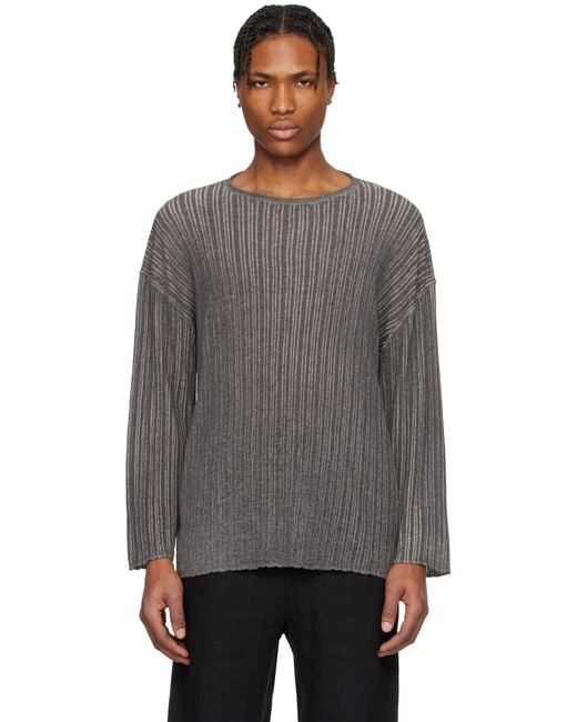 メンズ Professor.E グレー セミシアー ダーツ ニット トップス Black