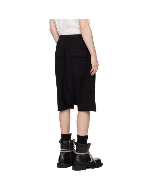 Rick Owens Black Temple Drawstring Pods Shorts for men