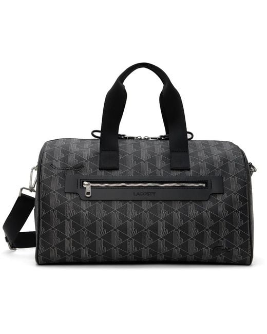 Lacoste Black 'the Blend Monogram Print Weekend' Duffle Bag for men