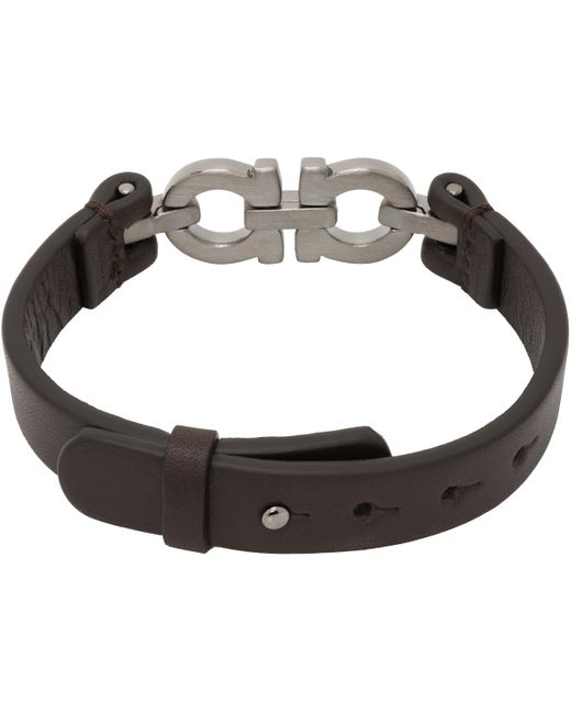 Ferragamo Black Double Gancini Bracelet for men