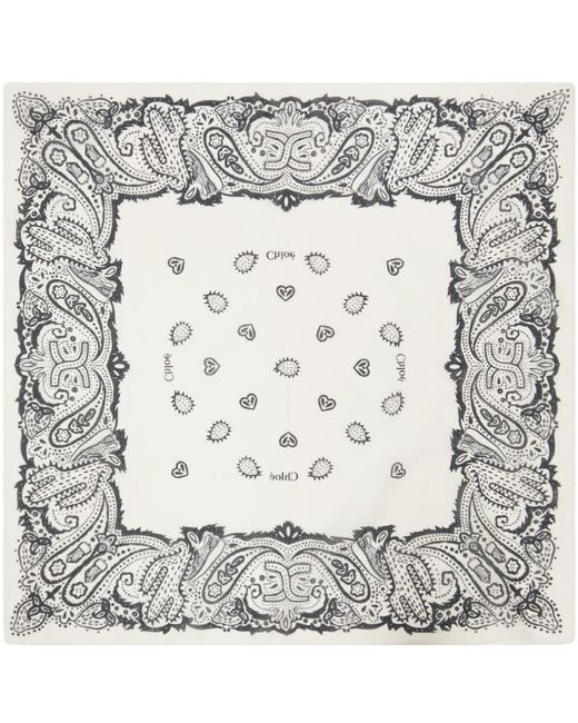 Chloé オフホワイト& バンダナ スカーフ Metallic
