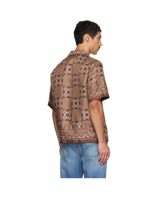 Amiri Brown Ma Check Camp Shirt for men