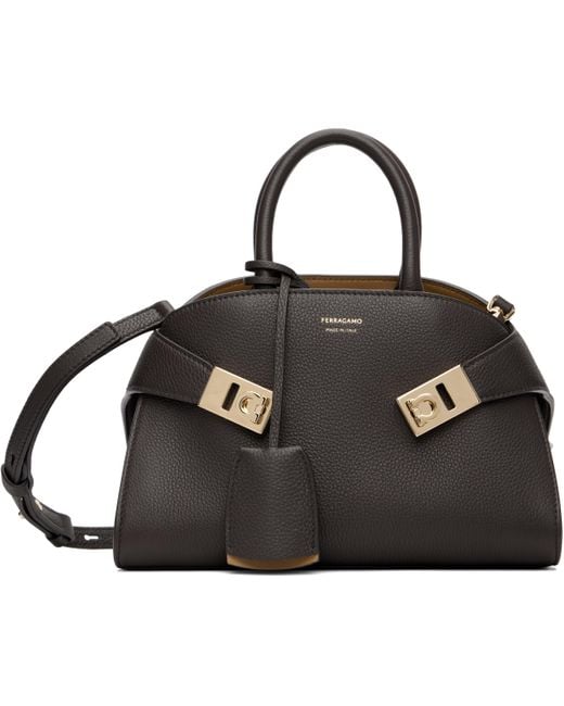 Ferragamo ブラウン ミニ Hug Bicolor バッグ Black