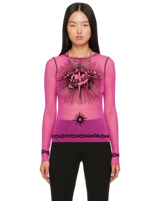 Jean Paul Gaultier Pink 'safe Sex' Long Sleeve T-shirt | Lyst