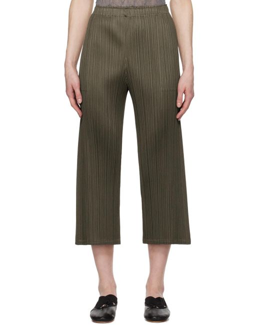Pleats Please Issey Miyake Green Khaki Monthly Colors March Trousers