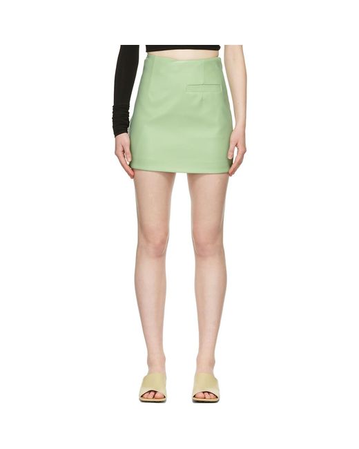Aleksandre Akhalkatsishvili Green Faux-Leather Mini Skirt