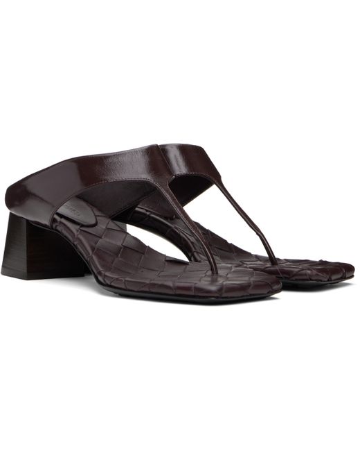 Bottega Veneta Black Burgundy Marella Thong Heeled Sandals