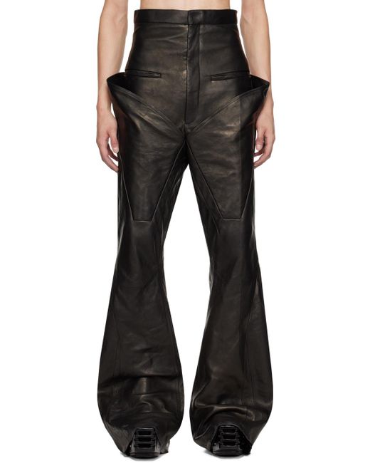 Rick Owens Black Dirt Slivered Leather Pants for men