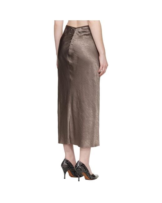 Maison Margiela Brown Taupe Satin Midi Skirt