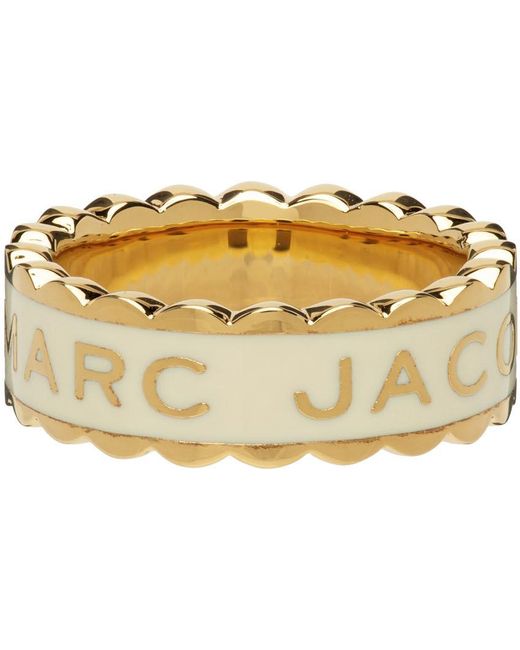Marc Jacobs Off- 'the Scallop Medallion' Ring in Cream/Gold (Metallic